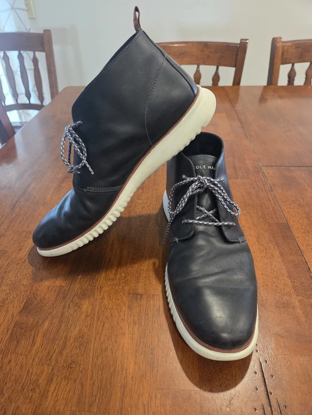 Cole Haan 2.Zerogrand Chukka Boots Men’s 12 Black Leather Lace-Up Casual Comfort